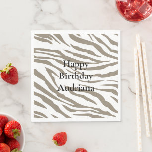 Guardanapo De Papel Estampa Zebra Marrom Branco Creme