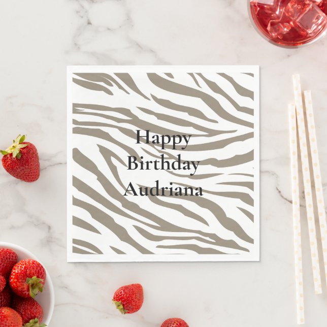 Guardanapo De Papel Estampa Zebra Marrom Branco Creme (Insitu)