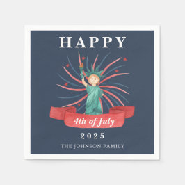 Guardanapo De Papel Estátua Azul Da Liberdade Feliz 4 De Julho