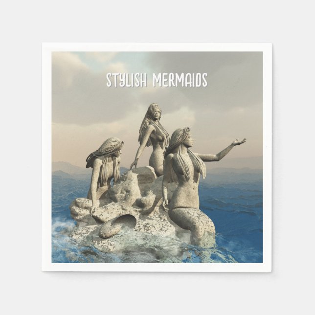 Guardanapo De Papel Estátua de Sereia. Personalizável (Frente)