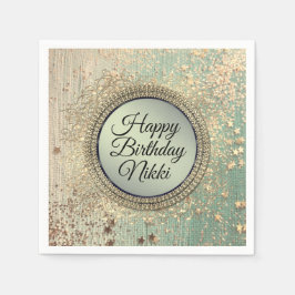 Guardanapo De Papel Esteira de esterco brilhante no teal verde