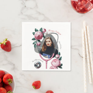 Guardanapo De Papel Estetoscópio Rosa Floral Moderno para Formatura