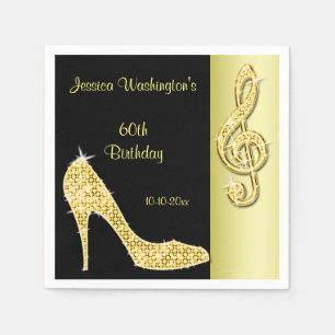 Guardanapo De Papel Estilete Dourado & 60th aniversário fendido tripl