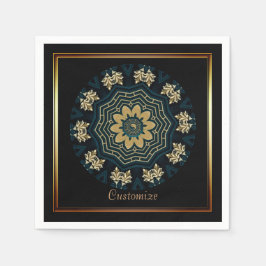 Guardanapo De Papel Estilo Asiático Dourado e Verde