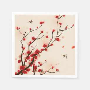 Guardanapo De Papel Estilo asiático Pintando Flor de ameixa na Primave