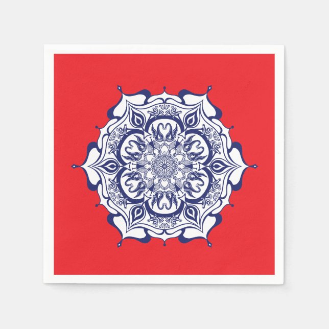 Guardanapo De Papel Estilo da China Azul com criaturas (Frente)