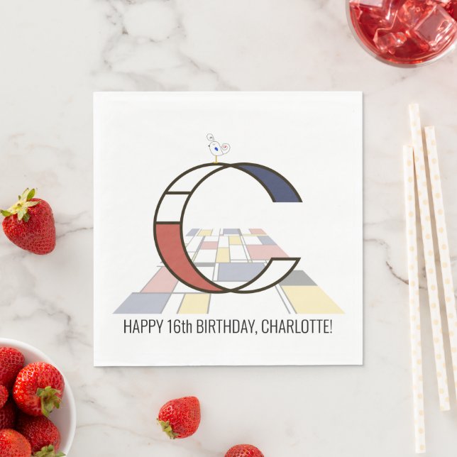 Guardanapo De Papel Estilo de Neoplasticismo impressionante Monograma. (Insitu)