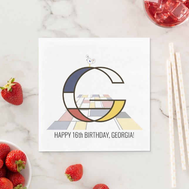 Guardanapo De Papel Estilo de Neoplasticismo impressionante Monograma. (Insitu)