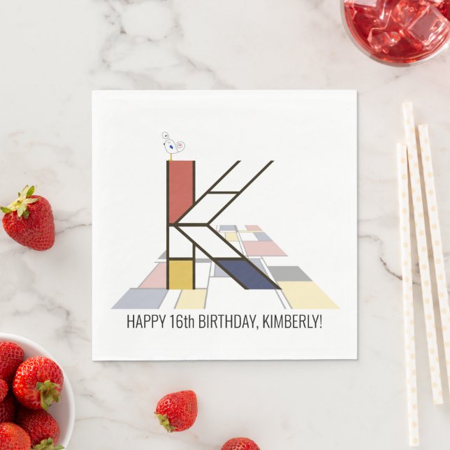 Guardanapo De Papel Estilo de Neoplasticismo impressionante Monograma. (Insitu)