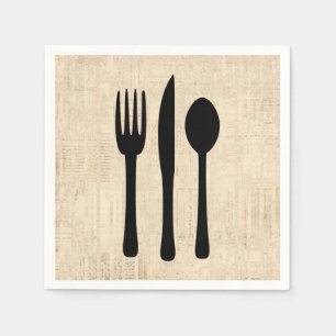 Guardanapo De Papel Estilo de Script de Arte Silverware do Fork Knife
