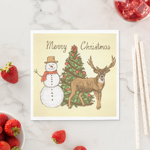 Guardanapo De Papel Estilo de Vintage Feliz Natal