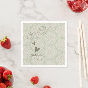 Guardanapo De Papel Estilo étnico Sage Livro Verde Monograma Napkin