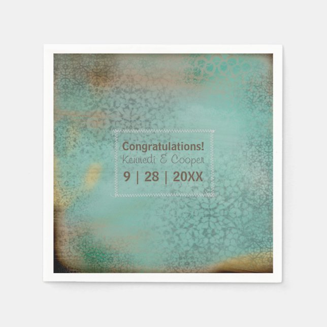 Guardanapo De Papel Estilo Farmhouse Lace Rústico de Teal Personalizar (Frente)