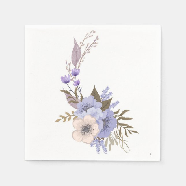 Guardanapo De Papel Estilo floral boutique roxo  (Frente)