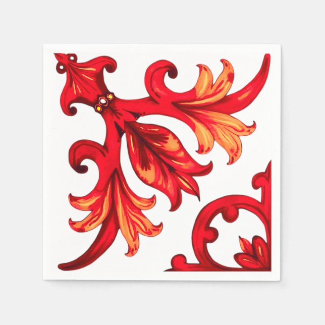 Guardanapo De Papel Estilo italiano,mosaico,vermelho (Frente)