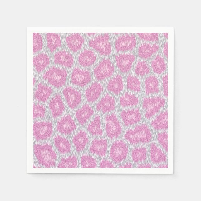 Guardanapo De Papel Estilo Leopardo de Neve - Rosa Prateado (Frente)