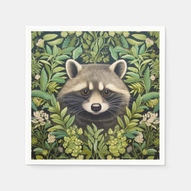 Guardanapo De Papel Estilo Raccoon e Foliage art Nouveau (Frente)