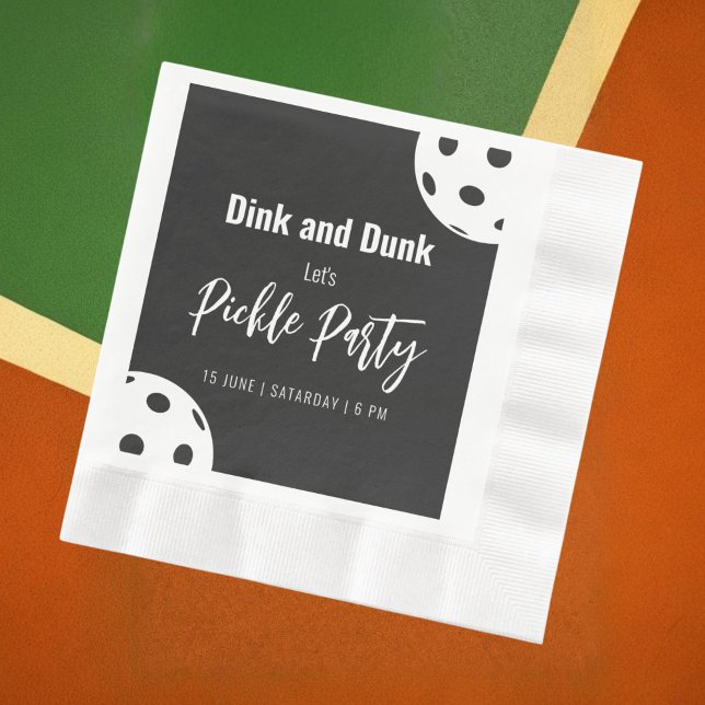 Guardanapo De Papel Estilo Retro Neon Black Themed Pickleball Birday (Criador carregado)