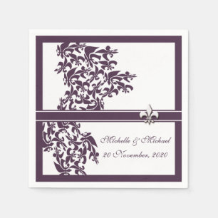 Guardanapo De Papel Estilo roxo personalizado do damasco da flor de