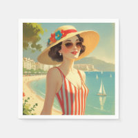Estilo Vintage Cote D'Azur Beach Girl
