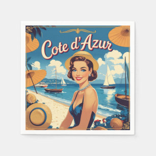 Guardanapo De Papel Estilo Vintage Cote D'Azur Beach Girl
