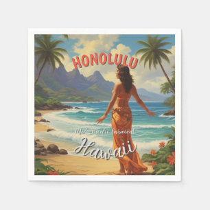 Guardanapo De Papel Estilo Vintage Viagem Honolulu Médio Havaiano - Pa