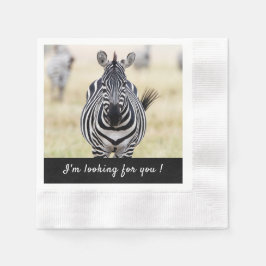 Guardanapo De Papel Estou à tua procura, Zebra, com uma mensagem.