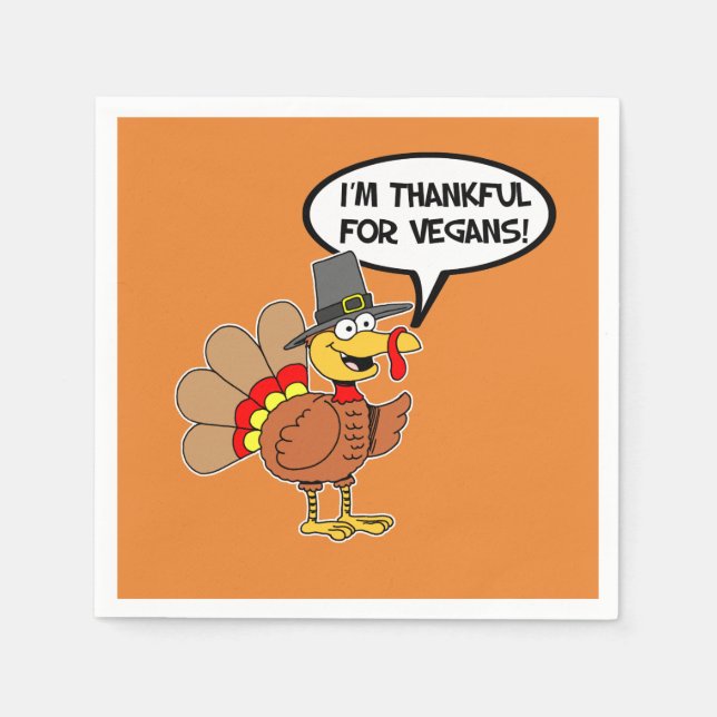 Guardanapo De Papel Estou grato pelo Cartoon Napkins, Vegans Turkey (Frente)