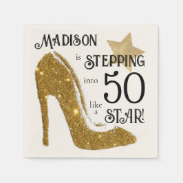 Guardanapo De Papel Estrela de Aniversário Dourada da Idade Personaliz