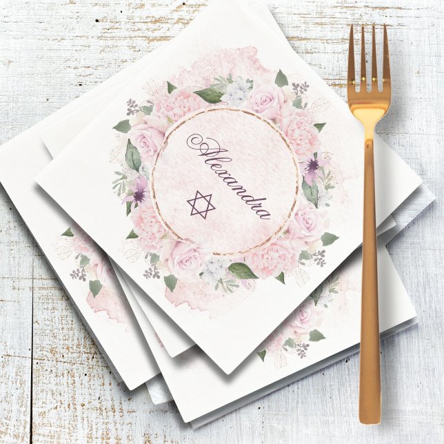 Guardanapo De Papel Estrela De David Jewish Girl Naming Rosas Rosa (Criador carregado)