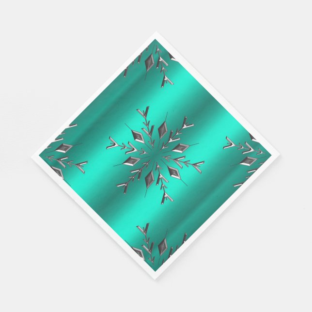 Guardanapo De Papel Estrela de Natal prateada no Teal (Quina)