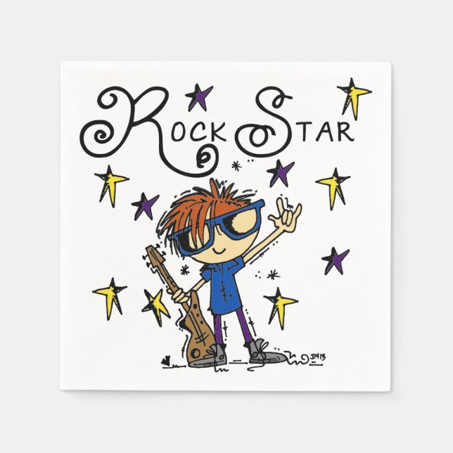 Guardanapo De Papel Estrela do rock do menino do Redhead (Frente)