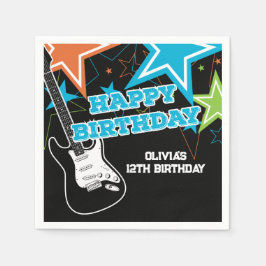 Guardanapo De Papel Estrela do Rock Fazer Aniversário Guitarra Estrela