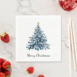 Guardanapo De Papel Estrela Dourada da Árvore de Natal Azul