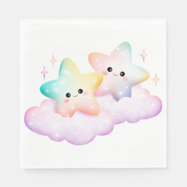 GUARDANAPO DE PAPEL ESTRELA E NUVENS DE SORTE REFRIGERADA POR PASTEL