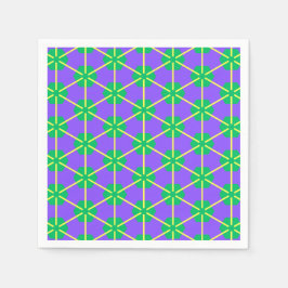 Guardanapo De Papel Estrela Geométrica em Roxo, Verde e Amarelo