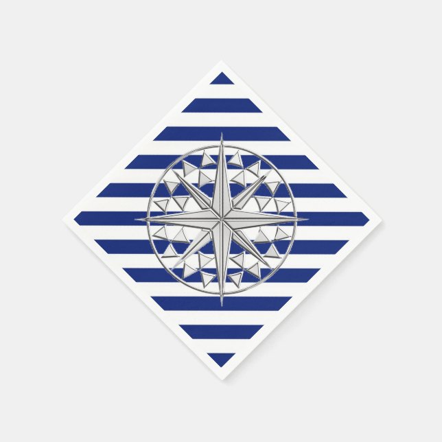 Guardanapo De Papel Estrela Náutica Chrome na faixa de Marinho (Canto)