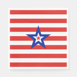 Guardanapo De Papel Estrela Tricolorido Americana na Faixa Vermelha e 