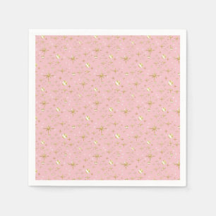 Guardanapo De Papel Estrelas brilhantes Douradas, cor-de-rosa e dourad
