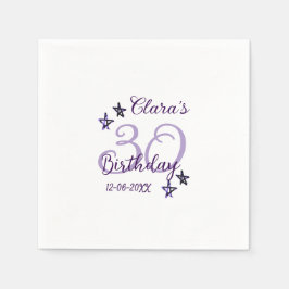 Guardanapo De Papel Estrelas brilhantes roxas retro moderno aniversári