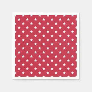 Guardanapo De Papel Estrelas Clássicas Brancas - Vermelho Cereja