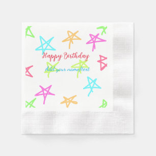 Guardanapo De Papel Estrelas coloridas feliz aniversário adicione text