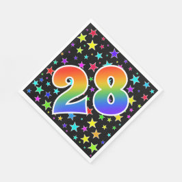 Guardanapo De Papel Estrelas coloridas + Padrão arco-íris "28" Evento