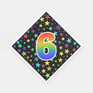 Guardanapo De Papel Estrelas coloridas + Teste padrão "6" do arco-ír