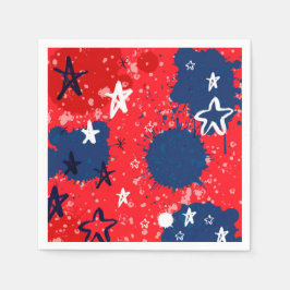 Guardanapo De Papel Estrelas com padrão de vermelho, branco e azul