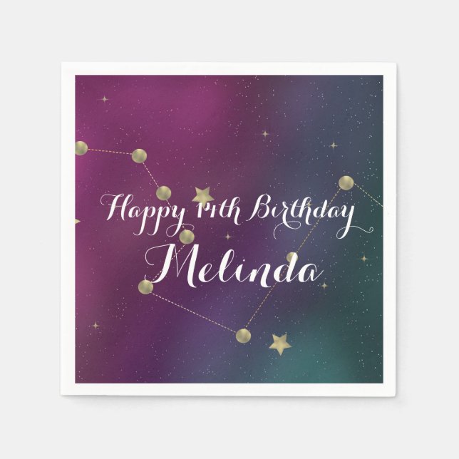 Guardanapo De Papel Estrelas de Festa de aniversário de Galáxias de Fo (Frente)