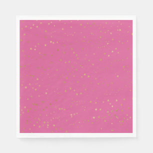 Guardanapo De Papel Estrelas de Glam Douradas Rosa Menino