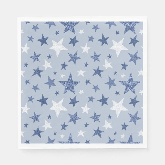 Guardanapo De Papel Estrelas de inverno azuis (Frente)