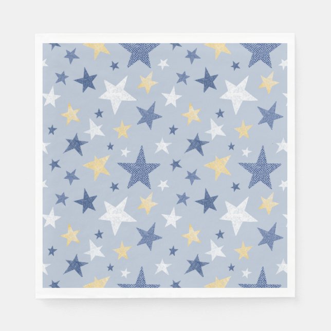 Guardanapo De Papel Estrelas de Inverno Azul e Amarelo (Frente)