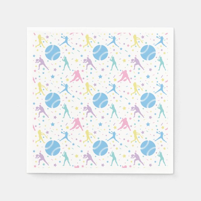 Guardanapo De Papel Estrelas de Jogadores de Softball Girls (Frente)